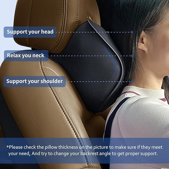 Car Neck Pillow for Driving, Soft Car Neck Pillow Memory Foam Neck Support Pillow, Comfortable Ergonomic Design for Travel, Cervical Support and Neck Pain Relief (Black, 1Pcs)
