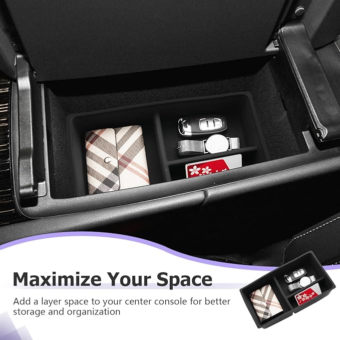 LUWU 2025 2026 Lexus RX350 Center Console Organizer for 2023 2024 2025 2026 Lexus RX350/RX450/RX500 Accessories Armrest Console Storage Box Glove Organizer Tray Silicone Material 2-Pack (Black)