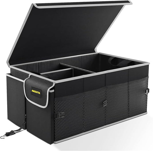 MIKKUPPA Car Trunk Organizer - 65L Collapsible Trunk Organizer with Lid, Sturdy Car Storage for SUV Auto Truck Van with Adjustable Straps and Non Slip Bottom
