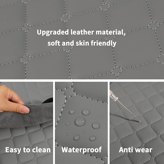 2pcs Car Seat Covers for Upgrade Leather,Car Seat Protector Water Proof Material,No Slip Soft,Side Wrapping,Bottom Seat Covers Universal for Most Automotive,Vans,Trucks,Suvs (Grey)