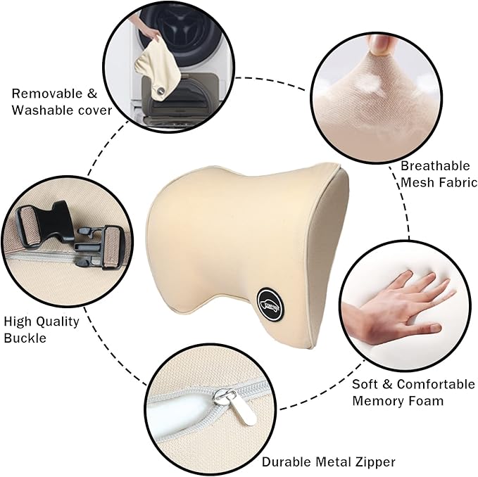 Car Neck Pillow For Car Driving, Car Seat Headrest Pillow, Car Neck Support And Rest For Car Pillow, Travel Car Seat Neck Pillow For Neck Pain Relief & Cervical Support, Neck Car Pillow For Sleeping