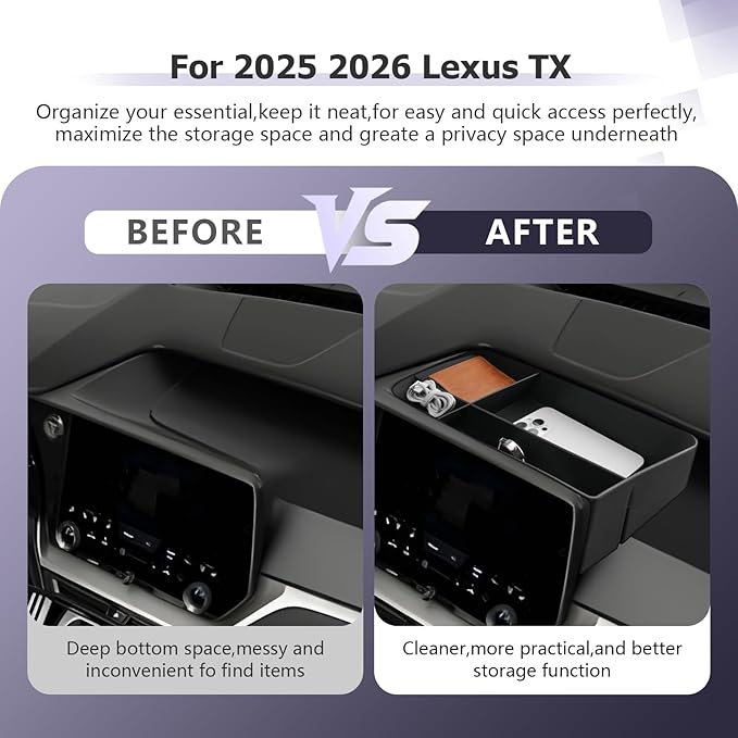 LUWU for 2025 2026 Lexus TX Dashboard Storage Tray 2024 2025 2026 Lexus TX 350/500h/550h+ 14-inch Behind Screen Organizer Center Console Display Box Dash Tray Lexus TX 2026 (Only for 14" Screen)