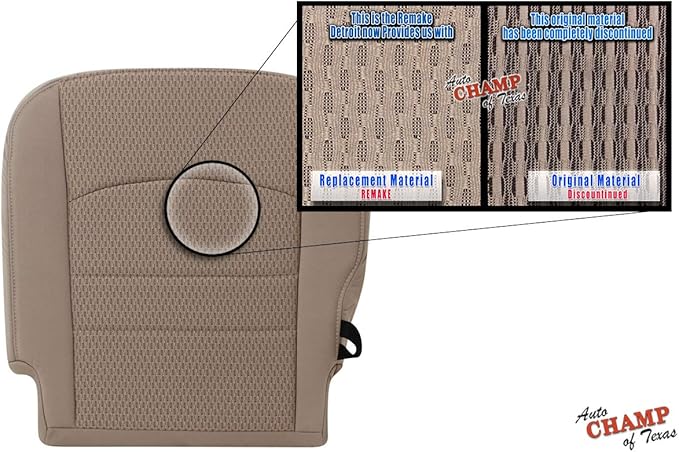 Driver-Side Bottom Cloth Seat Cover Compatible with 2009-2012 Dodge Ram 1500, 2500, 3500 SLT - Light Pebble Beige Tan