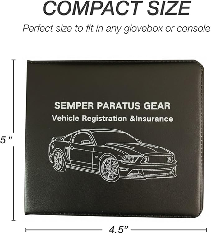 Semper Paratus Gear Car Accessory Bundle – Dashboard Phone Mount & Vehicle Registration Holder – Anti-Slip HUD Cell Phone Clip with PU Leather Glove Box Document Organizer – 4-Pack Set