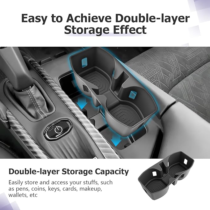 LUWU 2025 2026 Charger Center Console Cup Holder Compatible with 2024 2025 2026 Charger Daytona R/T Scat Pack Premium Silicon Cup Holder Spill-Proof, Easy Install & Clean, Black Interior Accessories