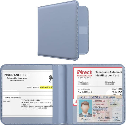 CoBak Car Registration and Insurance Holder - Men and Women Small Lightweight Vehicle Glove Box Car Organizer, Auto Truck Comparment Accessories Case for Essential Document, Driver License (Lavender)