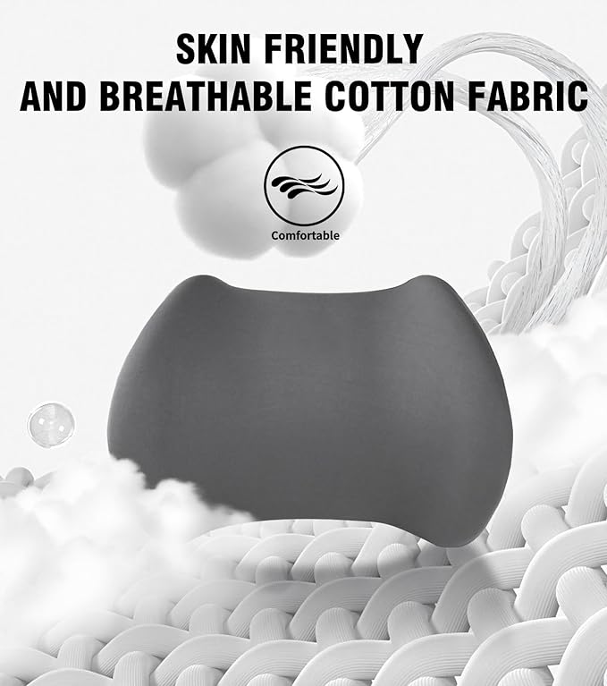 2025 New Car Headrest Pillow Set – The car Neck Pillow is as Soft as a Marshmallow, and The Lumbar Support Pillow for car can Soothe Lumbar Fatigue. Relieve Your Driving Tiredness. (Gray)