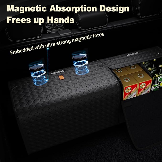 GMQ Car Trunk Organizer for SUV,Car Organizers and Storage with Collapsible Storage, Large Capacity for SUV, Truck, MPV (Weave Black)