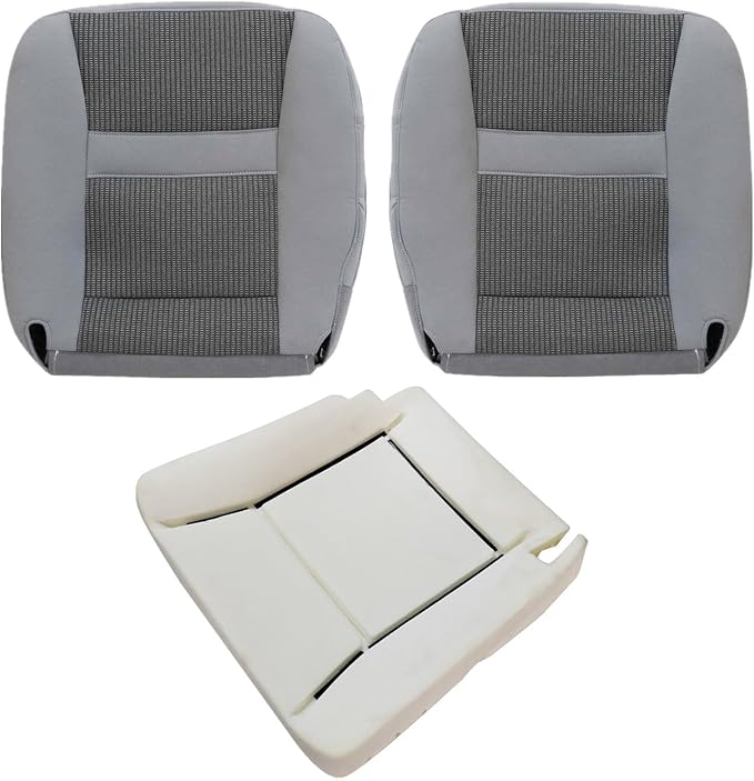 SecosAutoparts Driver Foam Cushion & Driver & Passenger Side Bottom Replacement Cloth Seat Cover Fit for Dodge Ram 1500 2500 3500 4500 5500 2006 2007 2008 2009 2010