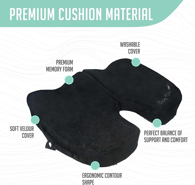 Premium Foldable Travel Seat Cushion - for Relief of Lower Back, Sciatic, Butt and Tailbone Pain - for Home & Office Use, Perfect for Travel or Driving - Coccyx Seat Cushion