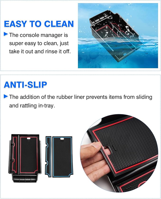 Autorder Center Console Organizer for 2019-2025 Chevy/Chevrolet Blazer Accessories Armrest Storage Box Secondary Insert Tray with 2 Color Mats