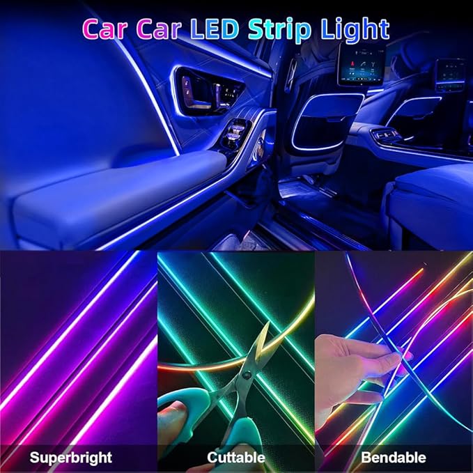 Acrylic Interior Car LED Strip Light, Dreamcolor 22-in-1 RGB Ambient Lighting with APP, 16 Million Colors 175in 600LED Music Sync Lights for Night Driving, Home, Camping & Gift Decor