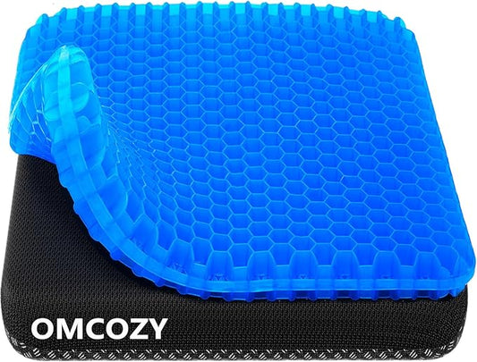 Gel Seat Cushion, Cooling seat Cushion (Super Large & Thick), Breathable Honeycomb Design Absorbs Pressure Points Seat Cushion, Gel Cushion for Office Chair, Home Car seat Cushion for Wheelchair