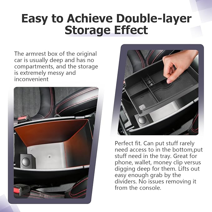 LUWU Ford Center Console Organizer Compatible with Ford Escape (2020-2025), Ford Bronco Sport (2021-2025) Console Organizer Tray Armrest Storage w/Tissue Box 2025 Ford Escape Bronco Sport Accessories