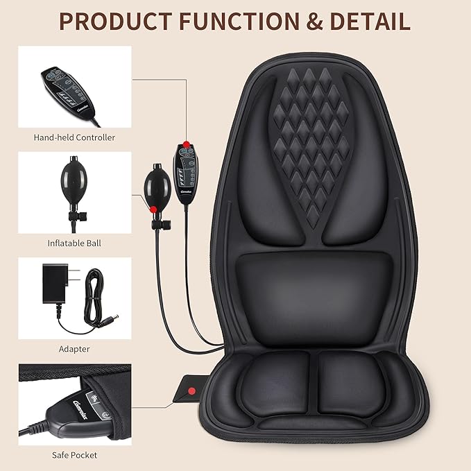 Back Massager with Heat with 8 Motors, Massage Chair Pad, Seat Massager with Back Traction for Full Body Massage, Massage Cushion for Home/Office/Valentine's Day