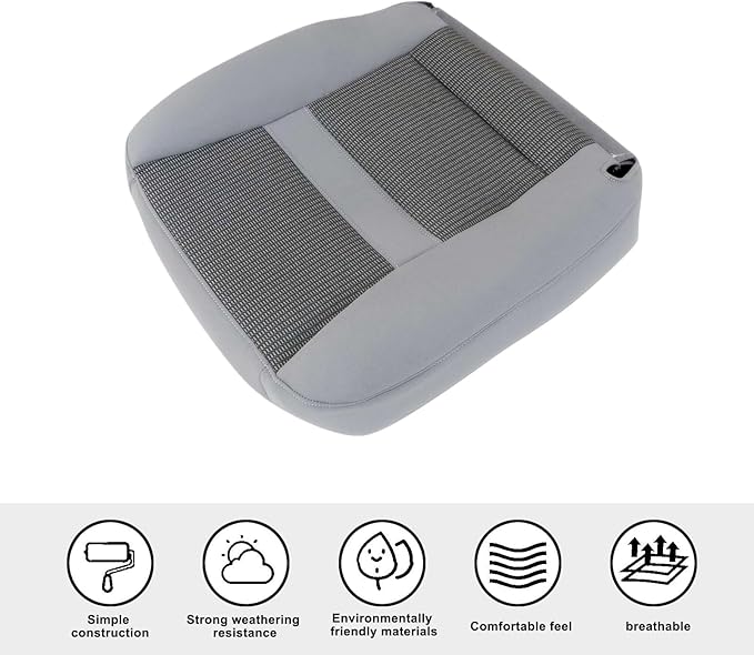 SecosAutoparts Driver Foam Cushion & Driver & Passenger Side Bottom Replacement Cloth Seat Cover Fit for Dodge Ram 1500 2500 3500 4500 5500 2006 2007 2008 2009 2010