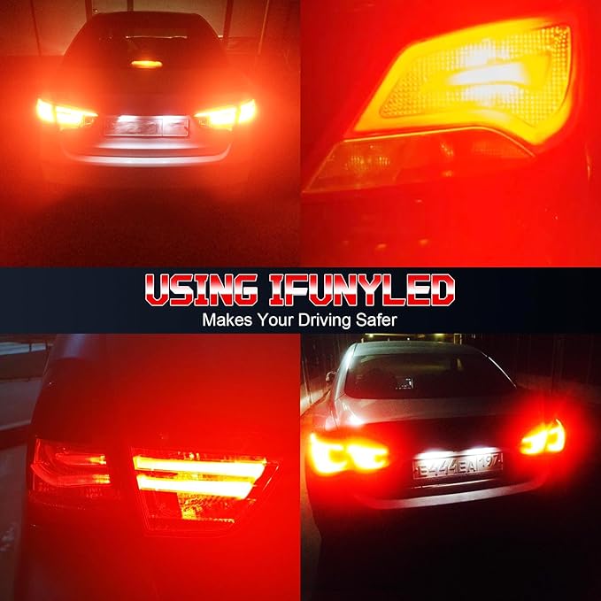 2PCS 3157 LED Bulb, Super bright 3156 3056 3057 3047 3457 4157 LED, Anti Hyper Flash CANBUS Error Free, Replacement Light Kit Set for Car Tail Brake Lights - Red