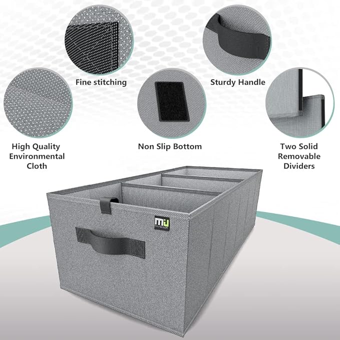 MIU COLOR Trunk Organizer for Car, Car Organizer, Sturdy Trunk Organizer for SUV, Non-Slip Bottom, Storage Organizer for Sedans, Van, Jeep, Grocery, Large 3 Compartments, Blue 32"×13"×10.6"