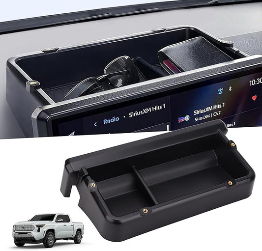 Dashboard Tray for Toyota Tacoma 2024 2025 & 24 25 4Runner (Only for 14 inch Screen) Car Interior Accessories Center Console Organizer Hidden Behind Display Screen Storage Box with Anti-Slip, Black