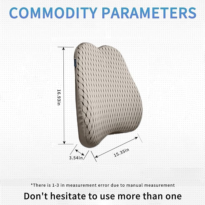 Memory Foam car Lumbar Support Pillow - Memory Foam Back Cushion - Used for car Seats, Office Chairs, recliners, Sofas, etc. (Beige)