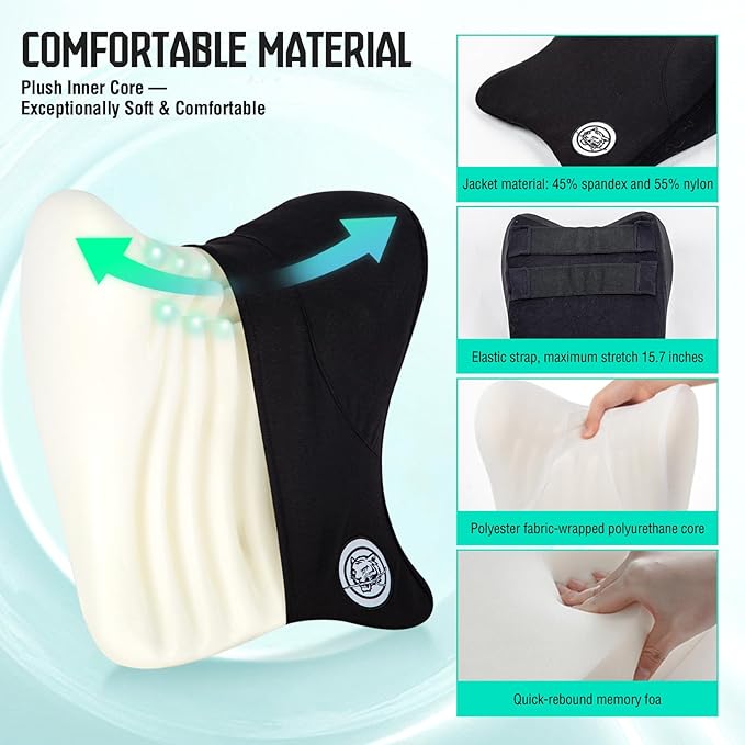 Car Neck Pillow for Driving Seat, Soft Memory Foam Headrest Pillow with Adjustable Strap and Removable Cover, Ergonomic Neck Support for Car, Office Chair, Gaming Chair – Black