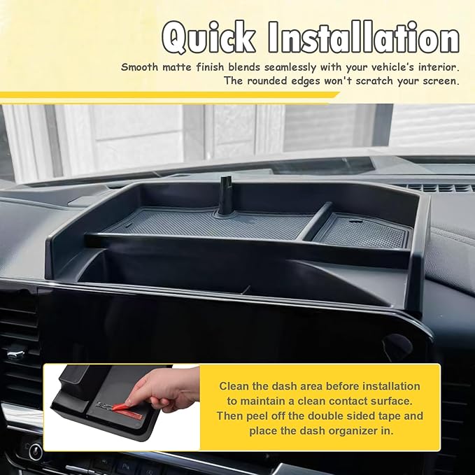 Dashboard Organizer Compatible with 2022 2023-2025 2026 Chevy Silverado/GMC Sierra 1500 & 2024 2025 2026 Silverado/Sierra 2500HD 3500HD Accessories, Dash Board Storage Tray 13.4" Screen ONLY