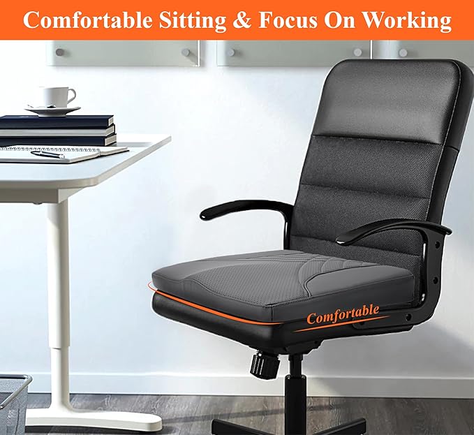 kingphenix Premium Car Seat Cushion, Memory Foam Driver Seat Cushion to Improve Driving View- Coccyx & Lower Back Pain Relief - Seat Cushion for Car, Truck, Office Chair (Leather Dark Gray)