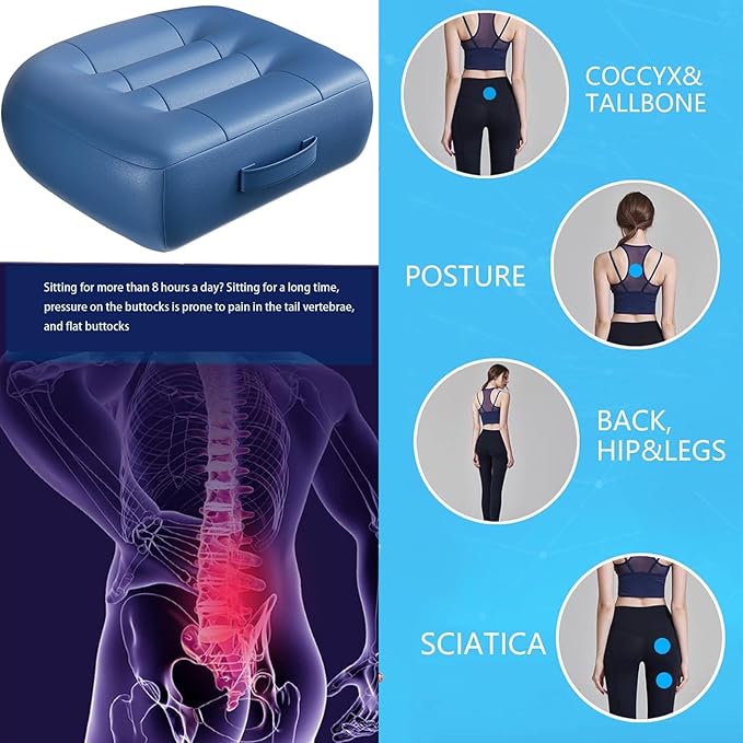 Adult Booster Seat for Car/Portable Booster Seat for Driver/Breathable Non-Slip Seat Cushions with Practical Handle for The Car, Office, Wheelchair, Broader Vision, 17.7"x15.7"x4.7"（Blue）