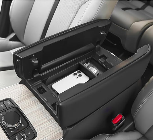 LUWU CX-90 2026 Accessories Compatible with Mazda CX90 2024 2025 2026 Center Console Organizer CX 90 Armrest Console Storage Box Insert Tray ABS Material Black Coin Container Black
