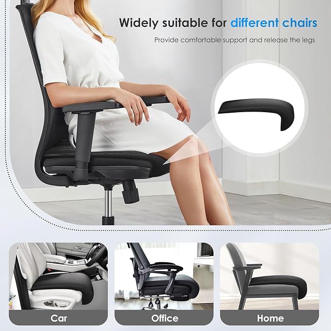 FLORICH Car Seat Extender Leather Car Seat Extender Leg Support Cushion for Driver Seats Office Chair Car Seat Cushion Legs Rest Pads-Dark Black