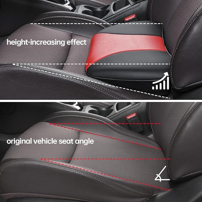 1p Memory Foam Lumbar Support Pillow for car Lower Back Pain Relief - Back Cushion for Driving, Chair Support for Car-Office Chair（Black&Red）