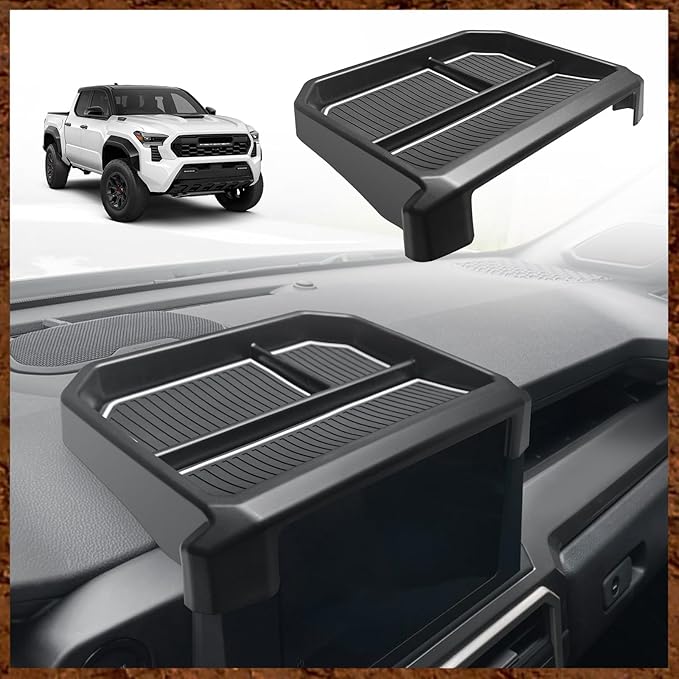 Muslogy Dashboard Storage Box for 2024 2025 2026 Tacoma & 2025 2026 4Runner Accessories Center Console Organizer w/ 8-inch Screen for SR SR5 TRD PreRunner TRD Sport Off-Road Pro Trailhunter (White)