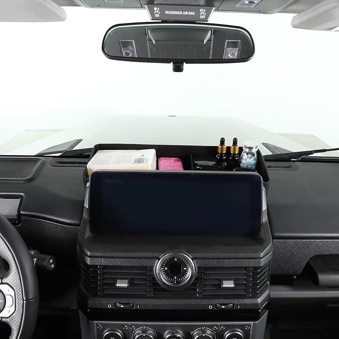 Center Console Dash Organizer for INEOS Grenadier 2020-2025 Accessories, Dashboard Organizer Tray, Navigation Screen Rear Stroage Tray, Dash Panel Insert Behind Screen Silicone Stroage Pallet (Black)