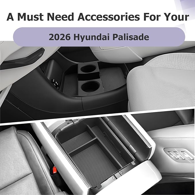 LUWU 2026 Palisade Accessories for 2026 Hyundai Palisade Accessories Palisade LX3 Lower Center Console Organizer, Armrest Console Tray Storage Box Black 2-Pack (Only for 7-Seat)
