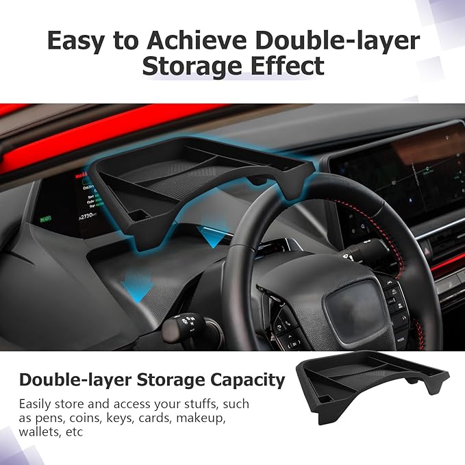 LUWU 2025 2026 Prius Accessories for 2023 2024 2025 2026 Toyota Prius LE/XLE/Limited/Nightshade Dashboard Storage Tray, Center Console Organizer Armrest Console Tray Storage Box Black 2-Pack