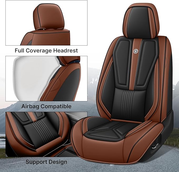 Car Seat Cover for Lexus RX 350 2007-2026,Leather Seat Cover for Car,Breathable Vehicle Cushions Cover Waterproof Protectors Seat Protector, (Full Set,Black&Brown)