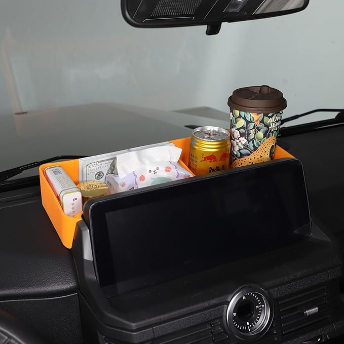 Center Console Dash Organizer for INEOS Grenadier 2020-2025 Accessories, Dashboard Organizer Tray, Navigation Screen Rear Stroage Tray, Dash Panel Insert Behind Screen Silicone Stroage Pallet (Yellow)