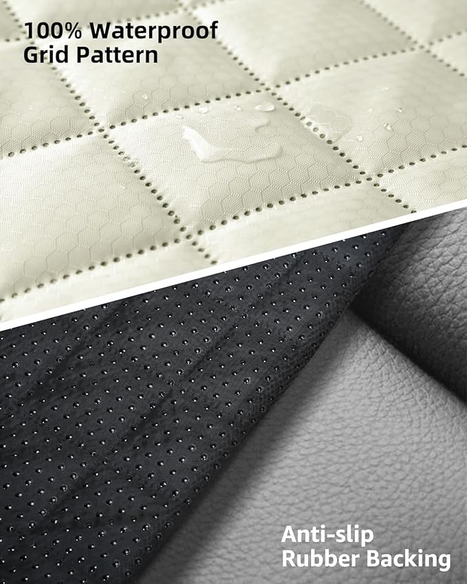 PETICON Waterproof Scratchproof Pet Bench Seat Covers for Cars, Trucks, SUVs, Nonslip Durable Back Seat Cover for Dogs, Washable Backseat Protection, Beige