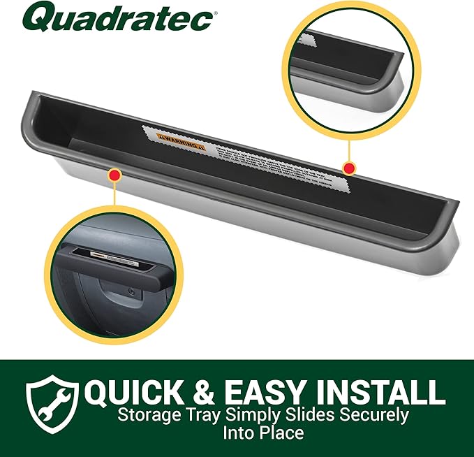 Quadratec Grab Bar Tray - Fits Jeep Wrangler JK JKU 2011-2018 2-Door & 4-Door - Dashboard Grab Handle Tray Storage - Slides in Grab Bar Above Glove Box - Jeep Wrangler Interior Accessories Organizer