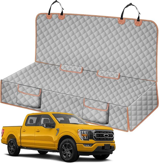 Dog Car Seat Cover for Mid-Size Truck, Compatible with Toyota Tacoma/Hilux, Ford Ranger, Chevy Colorado/GMC Canyon, Nissan Frontier, Honda Ridgeline, Jeep Gladiator, 600D Waterproof Pet Seat