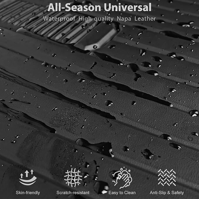 CAR PASS Premium Leather Car Seat Cushion, Comfort Memory Foam Driver Seat Cushion for Long Driving, Waterproof Non-Slip Seat Cushions for Cars, Truck, SUV, Office Chairs, Stadium, Black