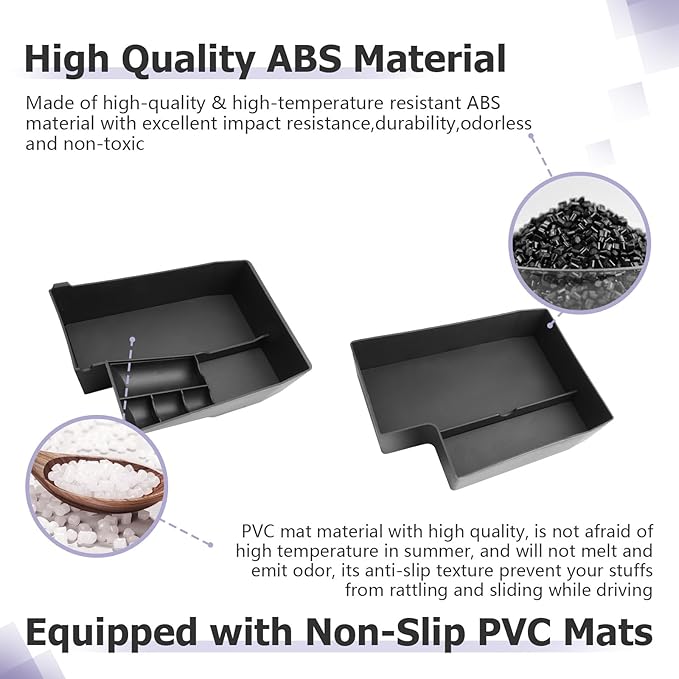 LUWU Outback 2020-2025/Legacy 2020-2025 Accessories Compatible with Subaru Outback/Legacy Center Console Organizer Armrest Console Storage Box Insert Tray ABS Material Black Coin Container 2-Pack