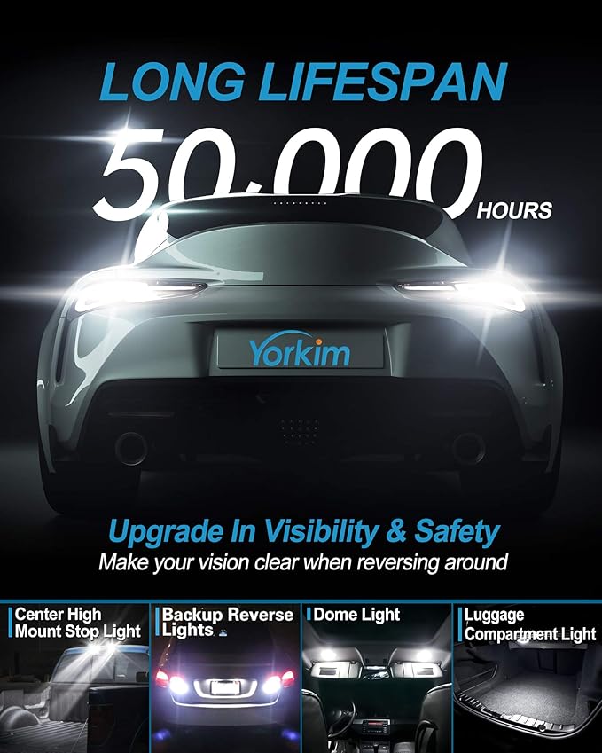 Yorkim 921 LED Bulb 6000K White 921 led reverse lights Bright 21-SMD 2835 Chips Error Free T15 led Backup Light Bulbs 906 904 902 W16W 912 lights for car, Pack of 2