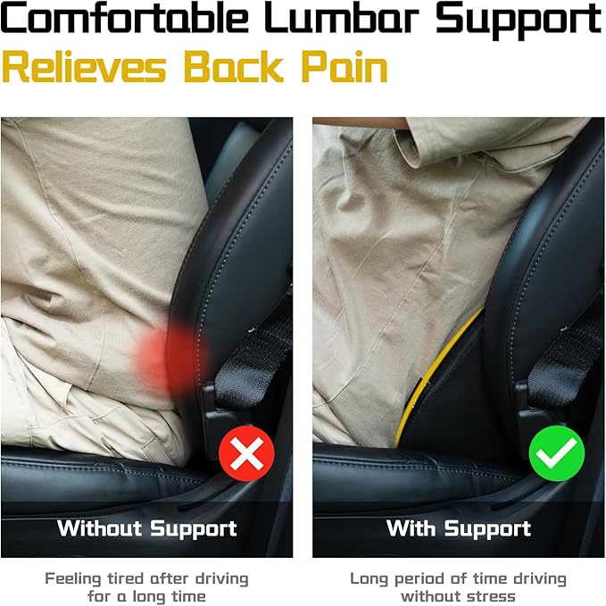 HOPON 2025 Upgrade Lumbar Support Pillow for Most Cars SUV,Waist Pillow with Breathable Fabric,Soft Pillow for Relieving Stiffness Sedan Home Office Black,1 Pack - Black