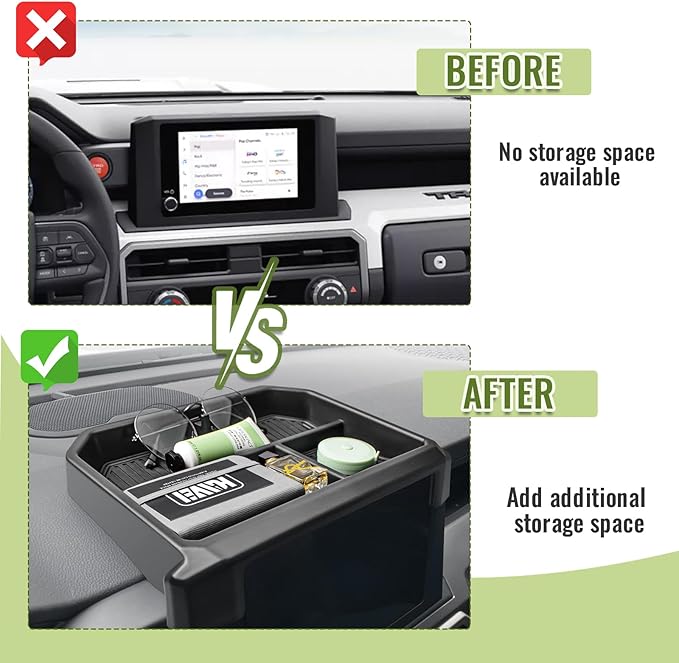 Center Console Screen Dash Organizer Compatible with 2024-2026 Toyota Tacoma & 2025-2026 4Runner Interior Accessories w/ 8-inch Dashboard Storage Box Behind Screen Insert Tray Mount Holder Black