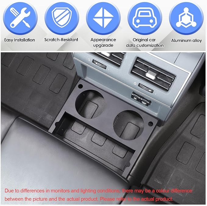 Backseat Floor Console Mounted Drink Holder for INEOS Grenadier 2020-2025 Accessories, Rear Seat Footwell Cup Holder Expander Organizer Tray, Backseat Floor Console Beverage Storage, Aluminum Alloy
