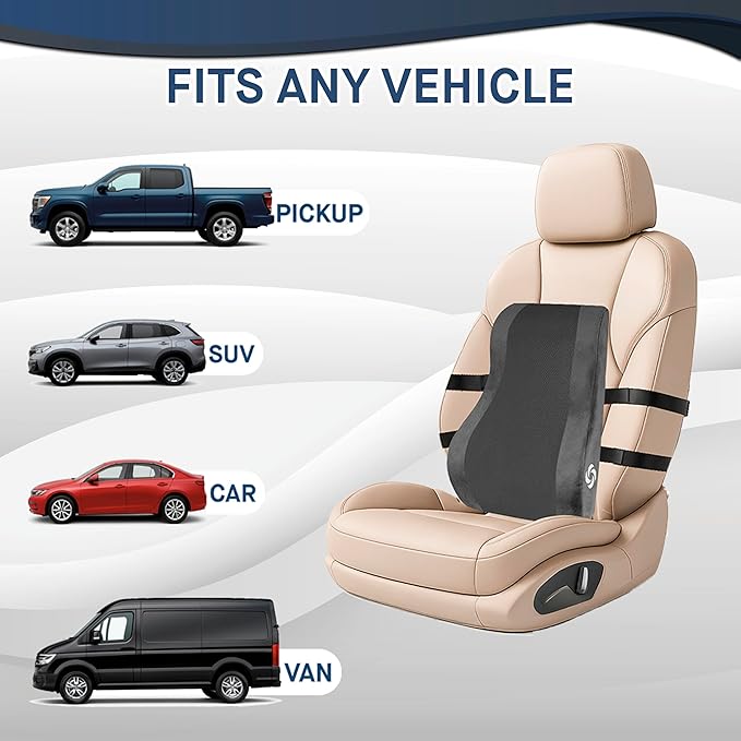 Samsonite Ergonomic Lumbar Support Pillow for Office Chair and Car Seat - Memory Foam Back Support Lumbar Pillow, Premium Cushion Chair Support for Lower Back Pain Relief and Versatile Use (Gray)