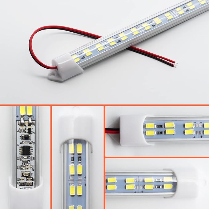 12V Interior LED Light Bar for Car,12V LED Light Strip 54 LEDs Lighting Super Bright 7000K White Color DIY Cabinet LED Light Strip for Car,Trailer,Motorhome,Van,RV,Truck Bed Lights(4 Pack)