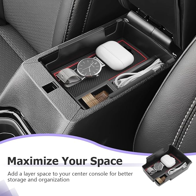LUWU Center Console Organizer Compatible with Jeep Compass 2021-2026/Dodge Hornet 2023-2026 Accessories Armrest Console Storage Box Insert Tray ABS Material Coin Container Red
