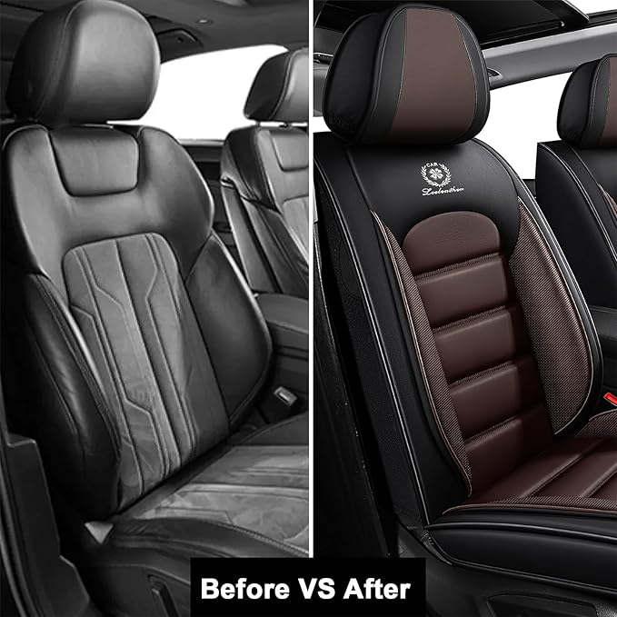 2 Seat Covers for Chrysler Pacifica 2004-2026 Breathable Car Seat Covers,Anti-Slip Waterproof Car Seat Protectors with Airbag,Automotive Vehicle Cushion with Storage Pockets (Standard,Brown)